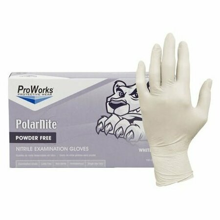 HOSPECO Hospeco ProWorks PolarNite Nitrile Gloves Small White 3mil Powder Free, 100PK GL-N133FS